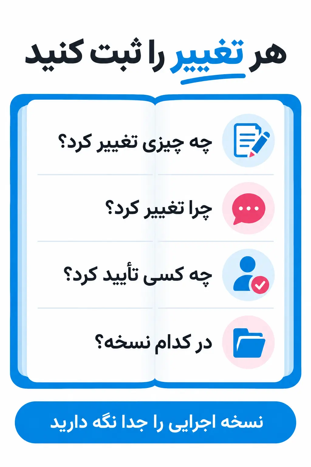 تغییرات را ثبت و نسخه اجرایی را تثبیت کنید تغییرات را ثبت و نسخه اجرایی را تثبیت کنید